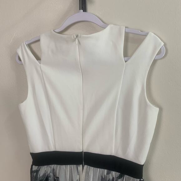 Alexa B Nites Size 8 Jumpsuit Black White Floral Overlay Chiffon Sleeveless - Picture 7 of 12